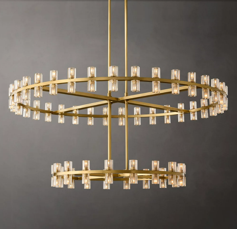 Crystal Cup Round Two-Tier Chandelier D 60"