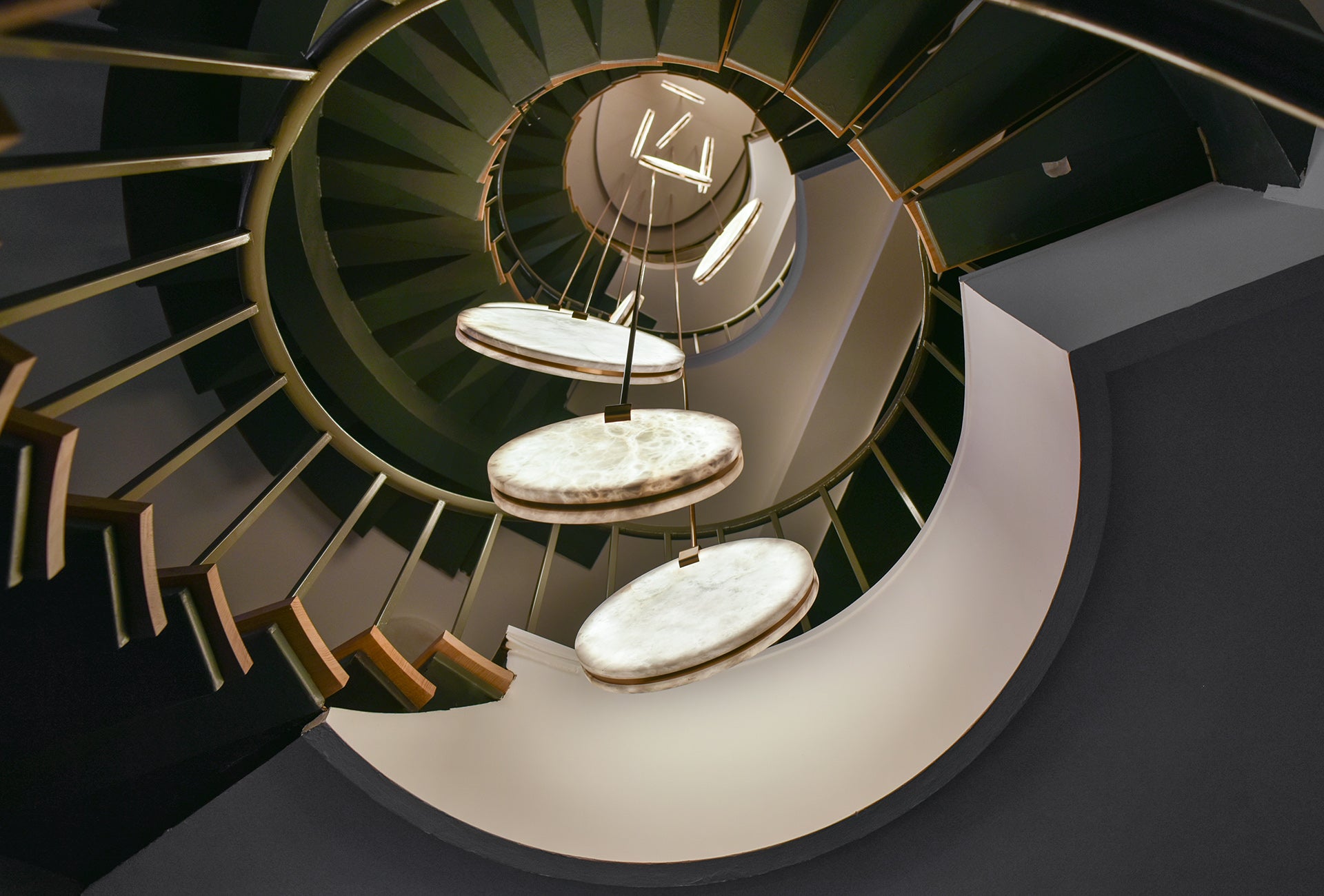  Goldie Real Alabaster Disc Pendant Light, Pendant Lamp For Hallway, Staircase