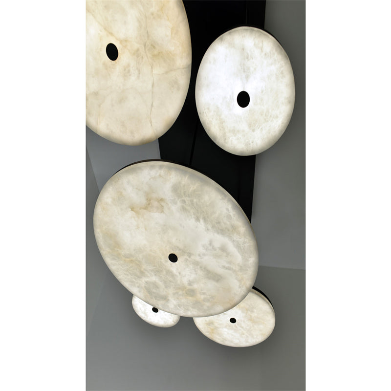Adnette Real Albaster Round Pendant Light, Island Mini Pendant Light