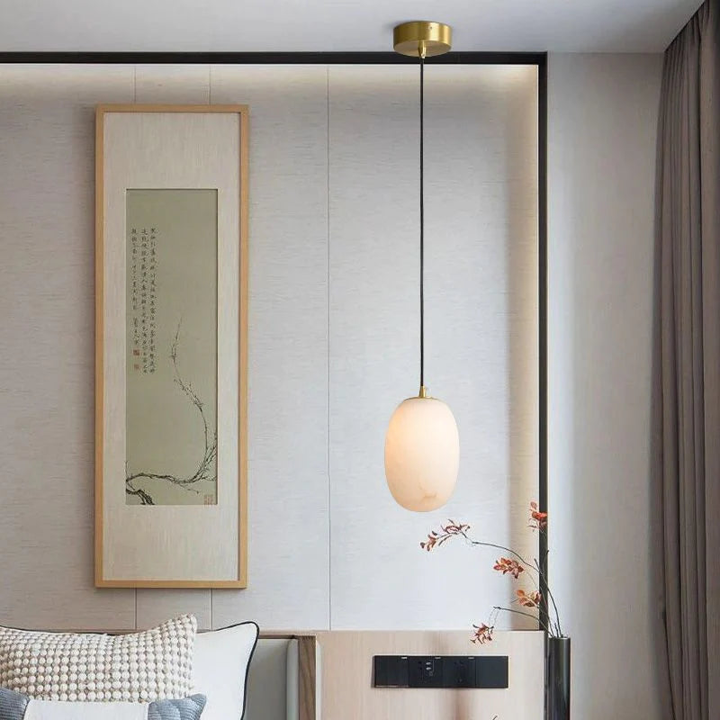 Kelila Modern Real Alabaster Pendant Lighting Beside Bed,  Dining Table Pendant