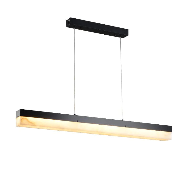 Eluned Modern Alabaster Linear Pendant Light Over Kitchen Island, Chandelier Over Dining Table