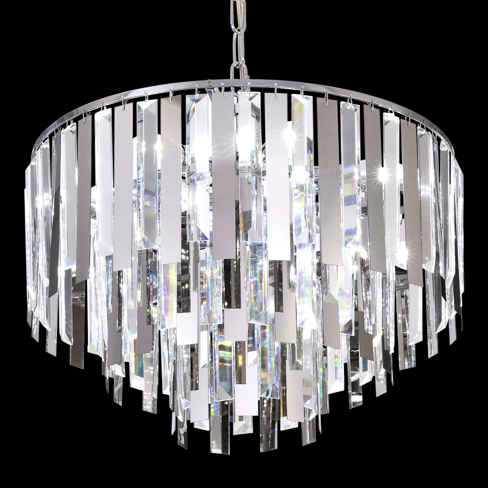 Chrome Modern Round Chandelier Ceiling Light 17.8" D