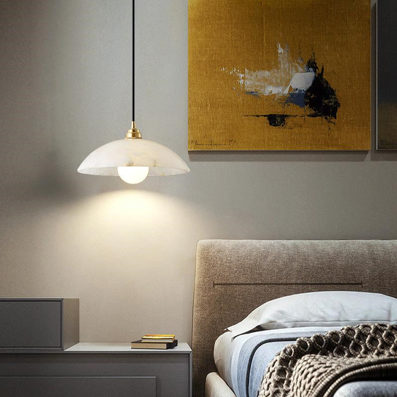 Mamie Alabaster Dome Pendant Light, Hanging Light For Living Room