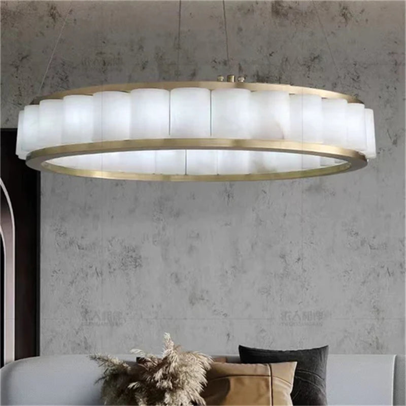 Rosalia Alabaster Circle Round Pendent Light, Galaxy Pendant Light