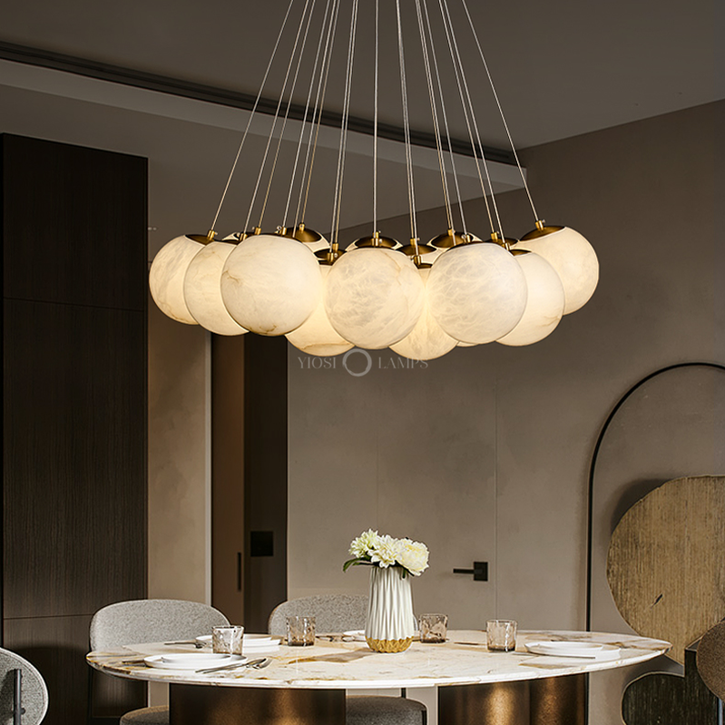 Calla Modern Pearl Alabaster Ball Pendant Light, Dining Room Light