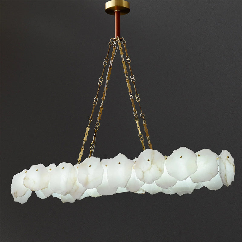 Bethan Marble Modern Snowflake Linear Chandelier with Chain