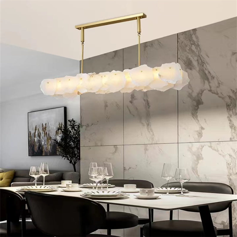 Bethan Alabaster Modern Snowflake Linear Chandelier