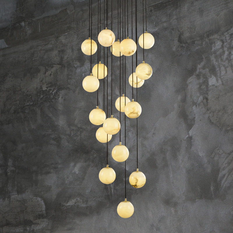 Herr Alabaster Global Pendant Chandelier for Staircase, Spiral Global Pendant