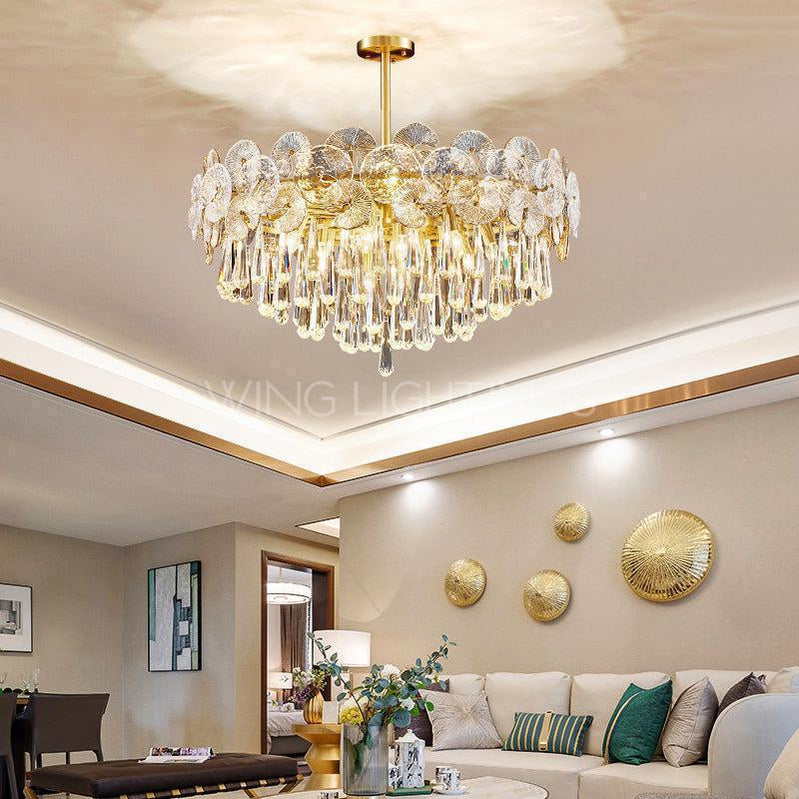 Abbet Postmodern Luxury Crystal Copper Chandelier