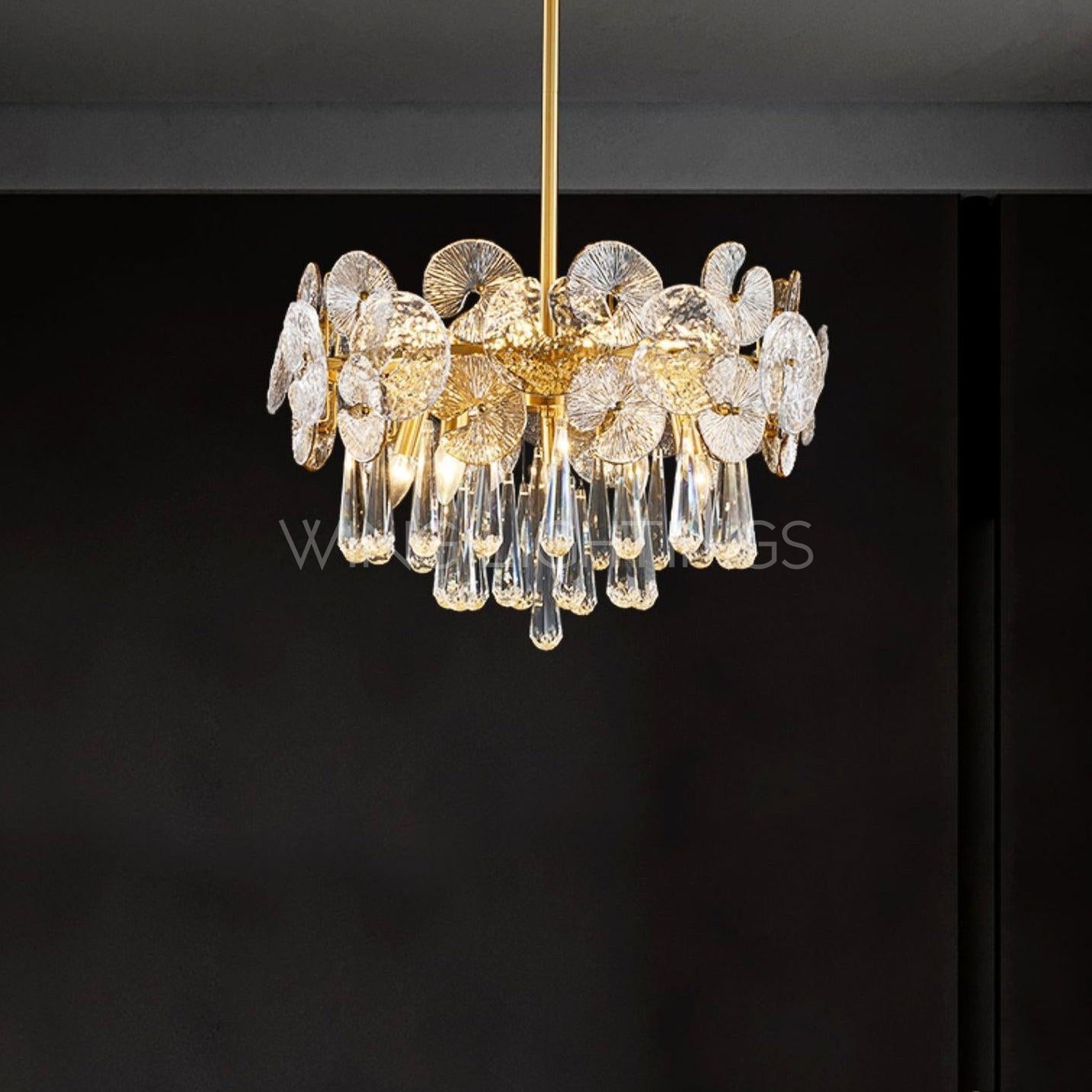 Abbet Postmodern Luxury Crystal Copper Chandelier