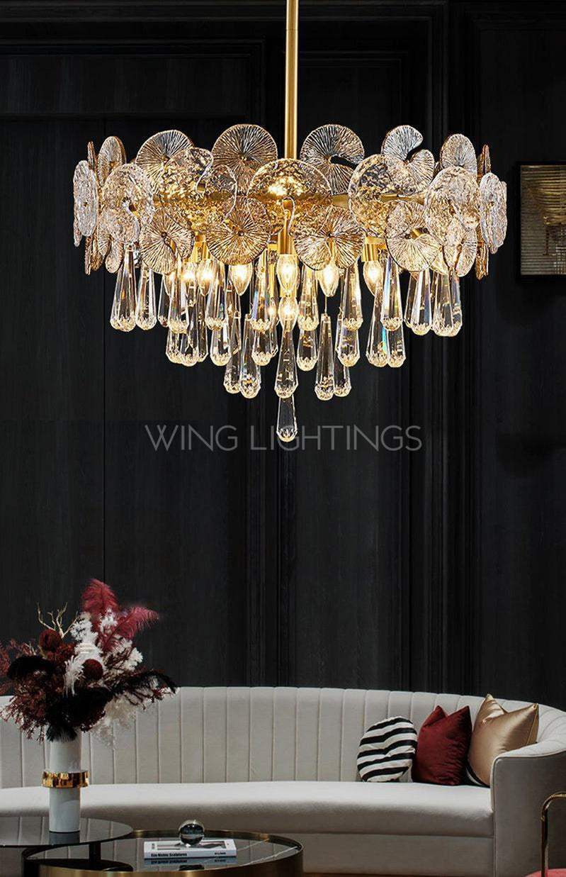 Abbet Postmodern Luxury Crystal Copper Chandelier