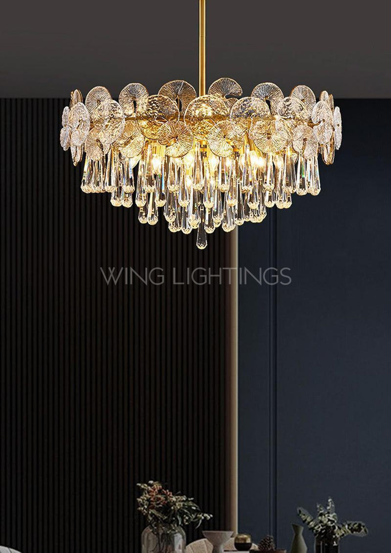 Abbet Postmodern Luxury Crystal Copper Chandelier