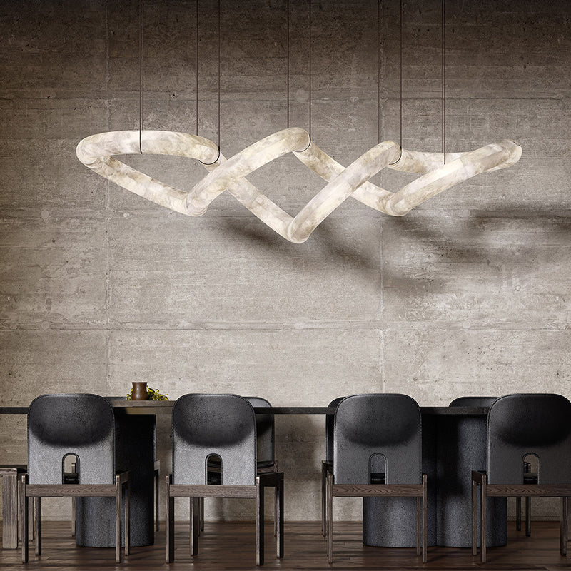 Oslo Designer Inspired Double Loop Symmetrical Alabaster Pendant Light