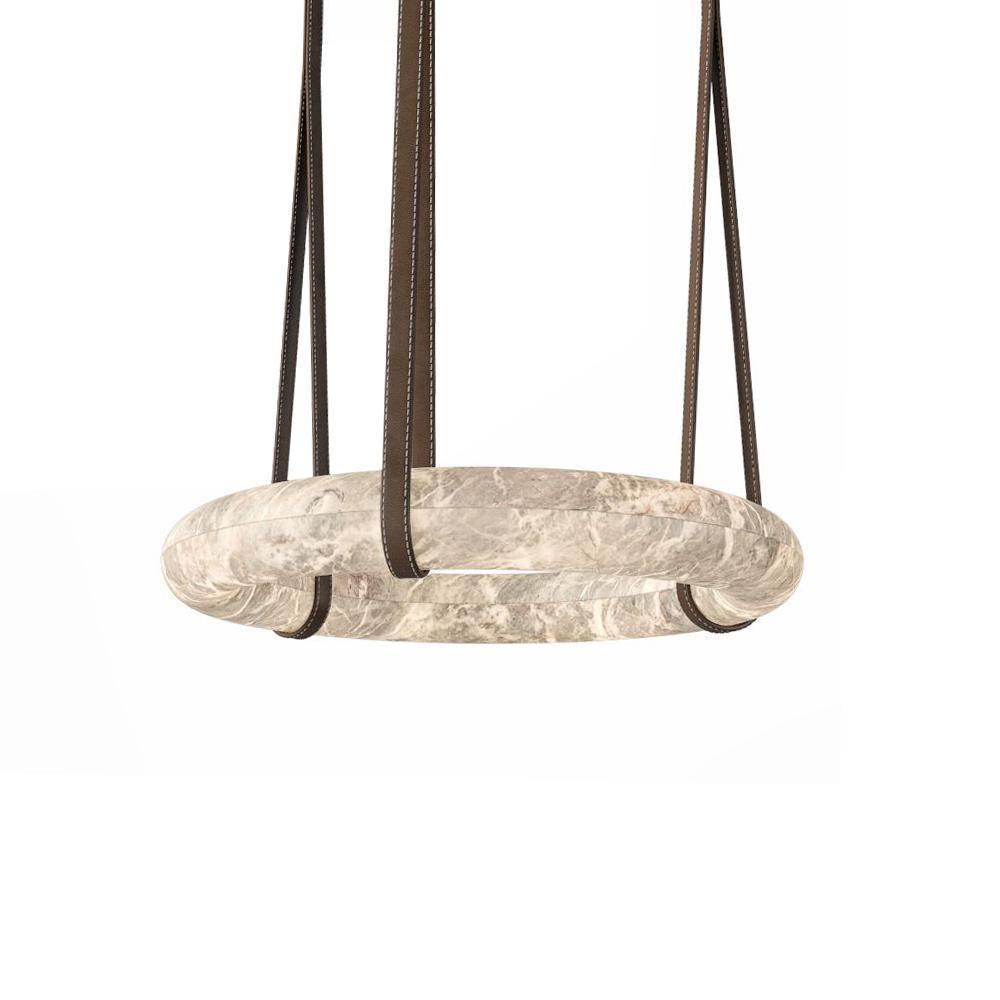 Oslo Pendant Alabaster Chandelier, Halo Ring Chandelier