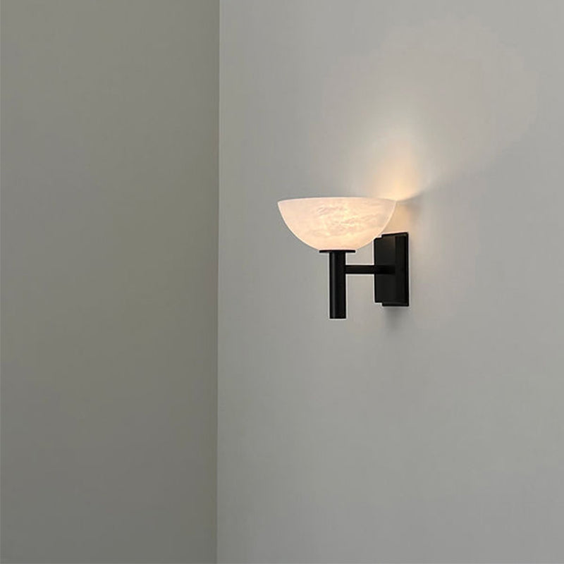 Nolwenn Modern Bowl Shade Black Wall Sconce, Living Room Sconce