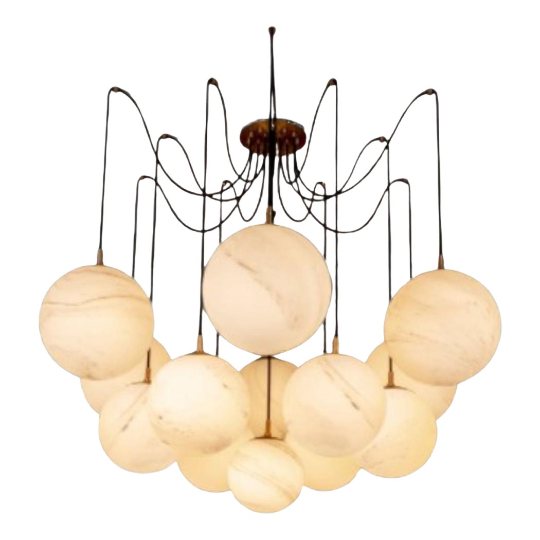 Maxime Modern Alabaster Ball Chandelier, Luxurious Alabaster Chandelier