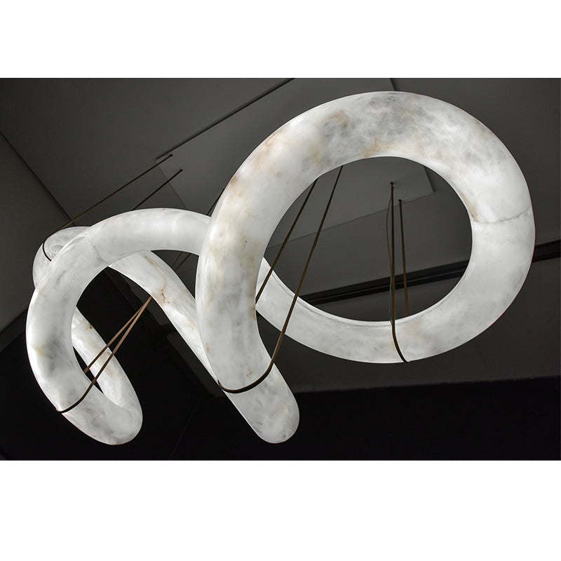 Oslo Designer Inspired Double Loop Symmetrical Alabaster Pendant Light