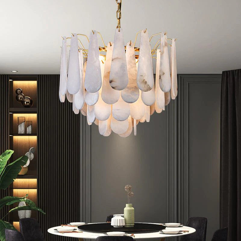 Viveca Alabaster Foyer Chandelier Lighting, Luxury Modern Lighting