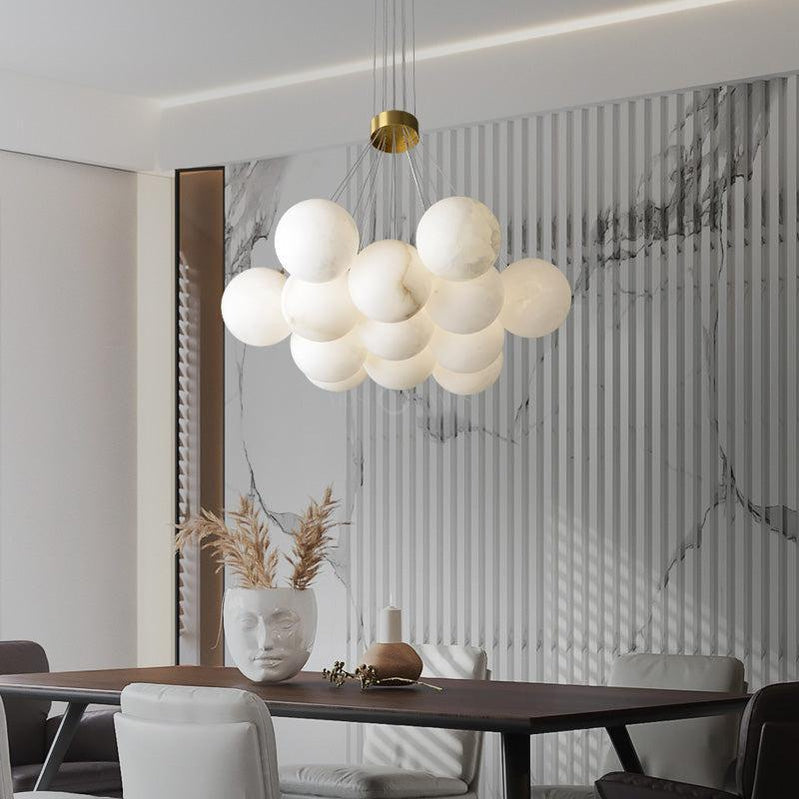 Calla Modern Pearl Alabaster Ball Pendant Light, Dining Room Light