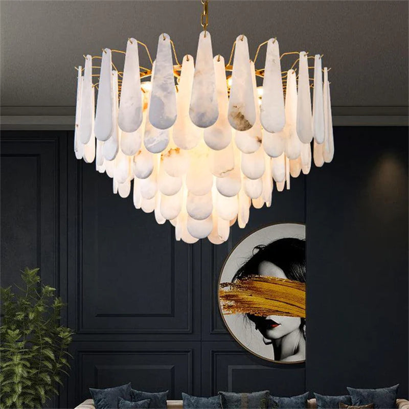Viveca Alabaster Foyer Chandelier Lighting, Luxury Modern Lighting