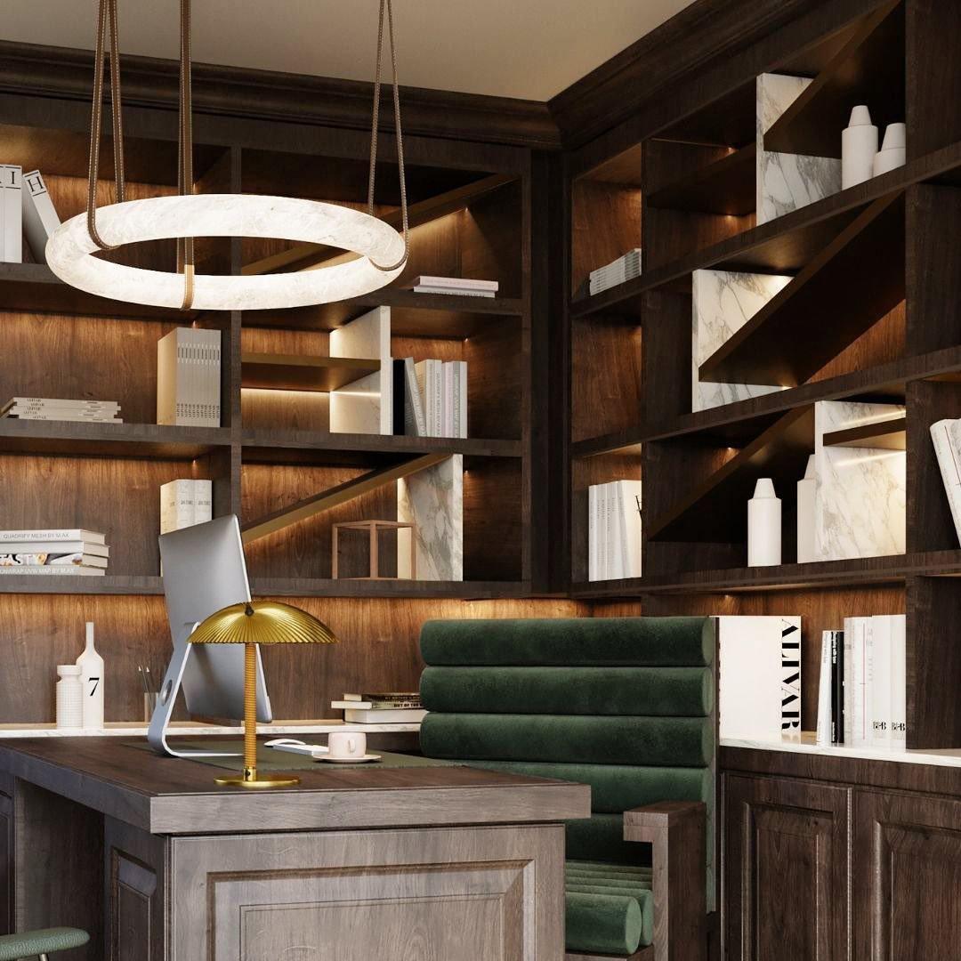 Oslo Pendant Alabaster Chandelier, Halo Ring Chandelier