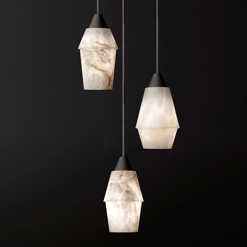 Tournesol Modrrn Alabaster Pendant Lighting Over Dining Table, Staircase Chandelier