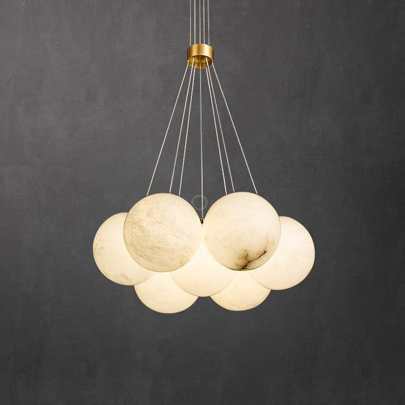 Calla Modern Pearl Alabaster Ball Pendant Light, Dining Room Light