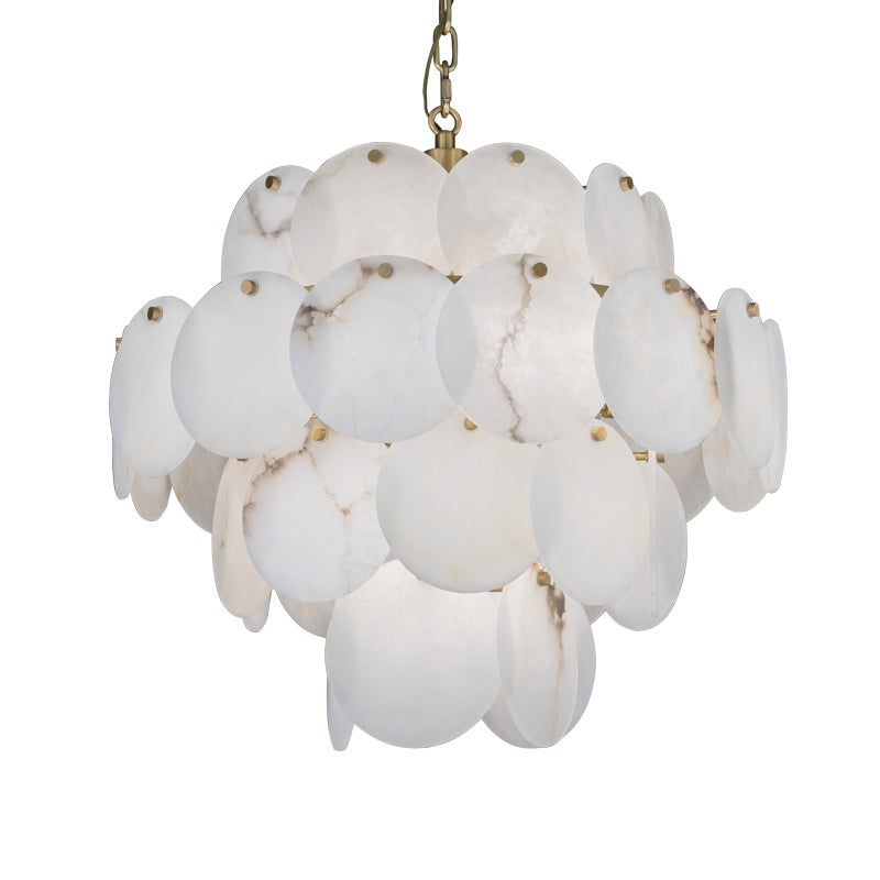Louna Modern Round Alabaster Pendant Light, Luxurious Round Chandelier