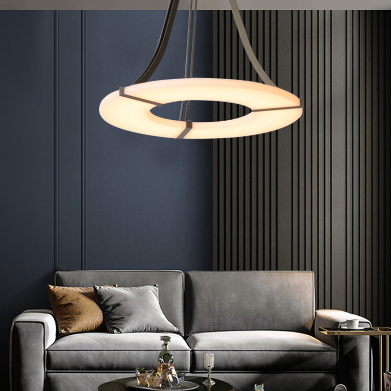 Ophelie Modern Round Alabaster Plate Chandelier, Exquisite Illumination