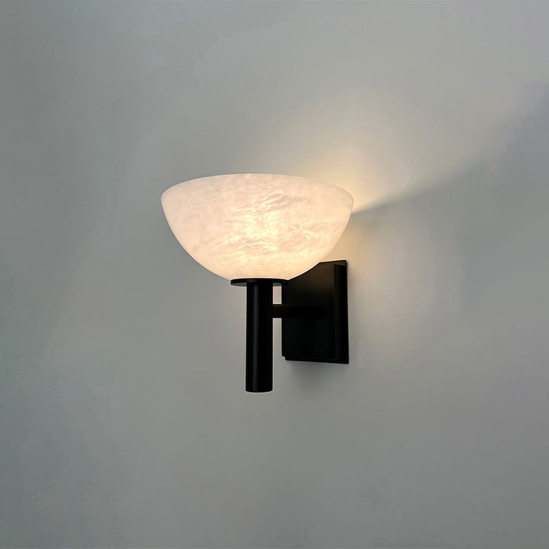 Nolwenn Modern Bowl Shade Black Wall Sconce, Living Room Sconce