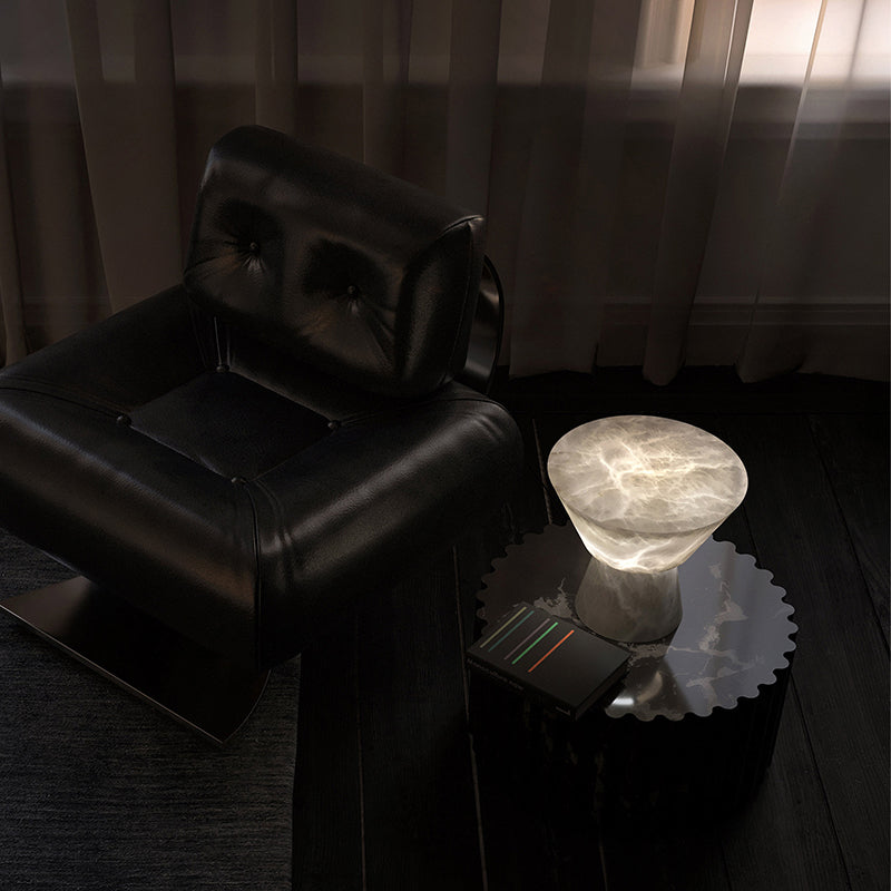 Harlan Modern L Alabaster Living Room Table Lamp