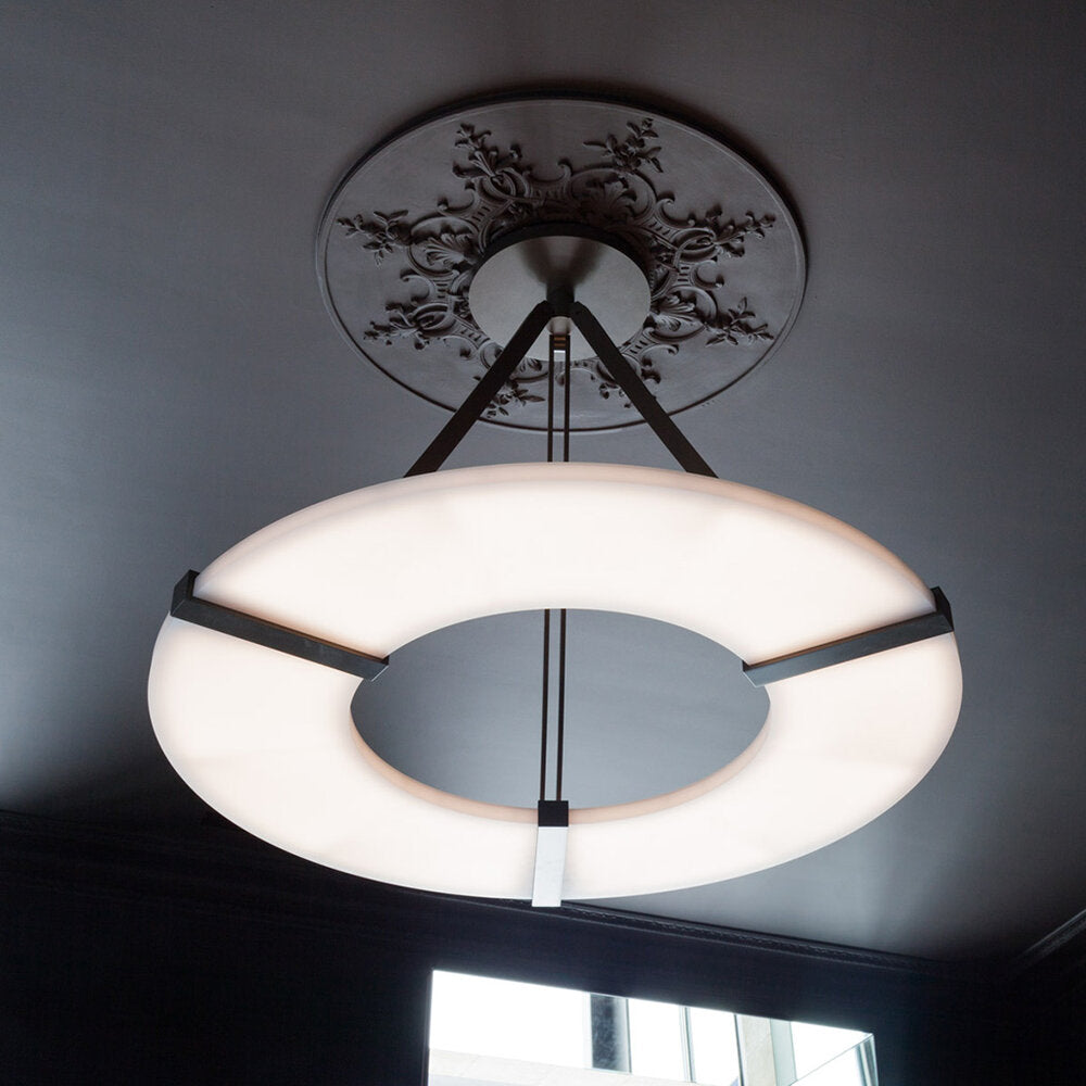 Ophelie Modern Round Alabaster Plate Chandelier, Exquisite Illumination