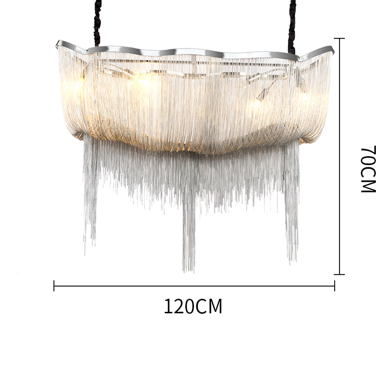 Alana Boat Shaped Aluminum Chain Tassel Chandelier