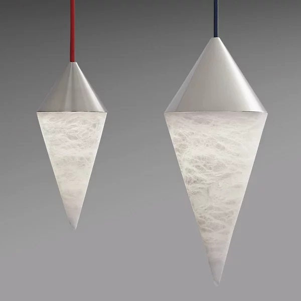 Lyne Contemporary Alabaster Cone Pendant, Simple Kitchen Island Pendant Light