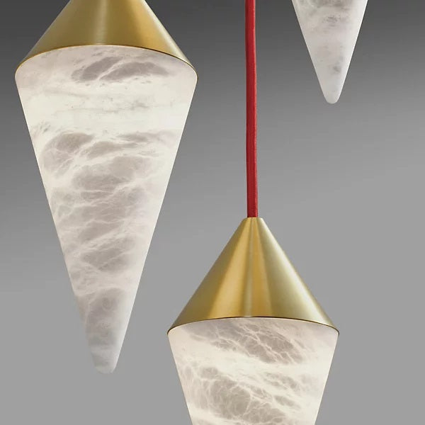 Lyne Modern Alabaster Contemporary Alabaster Cone Cluster Chandelier For Staircase