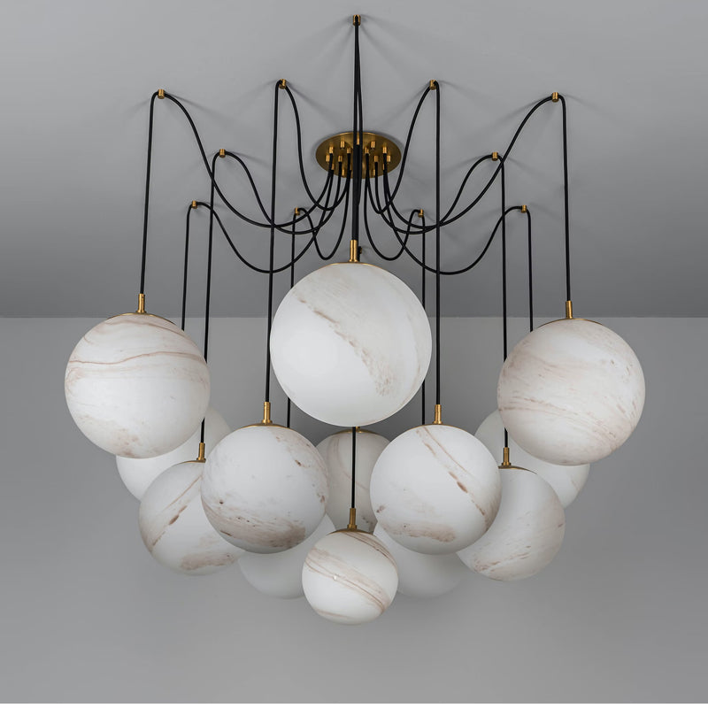 Maxime Modern Alabaster Ball Chandelier, Luxurious Alabaster Chandelier