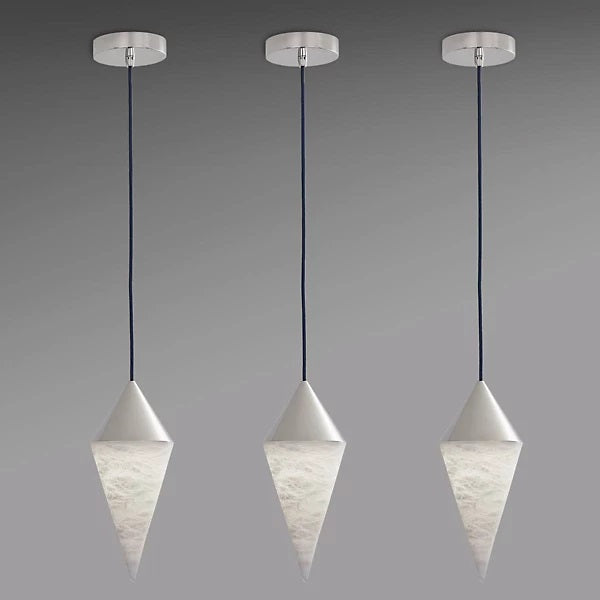Lyne Contemporary Alabaster Cone Pendant, Simple Kitchen Island Pendant Light