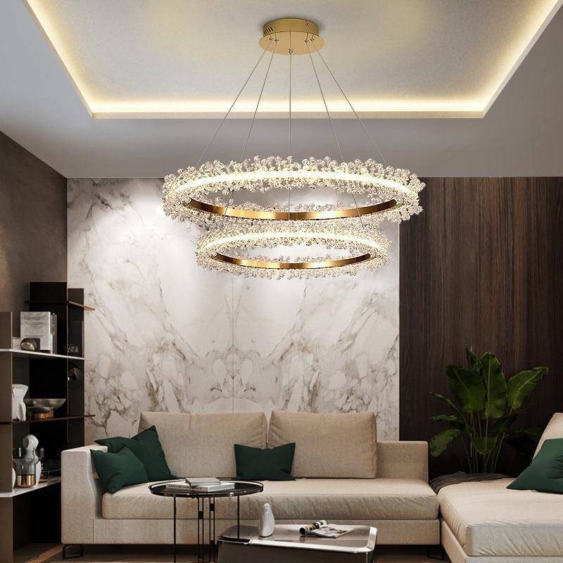 2 ring crystal chandelier