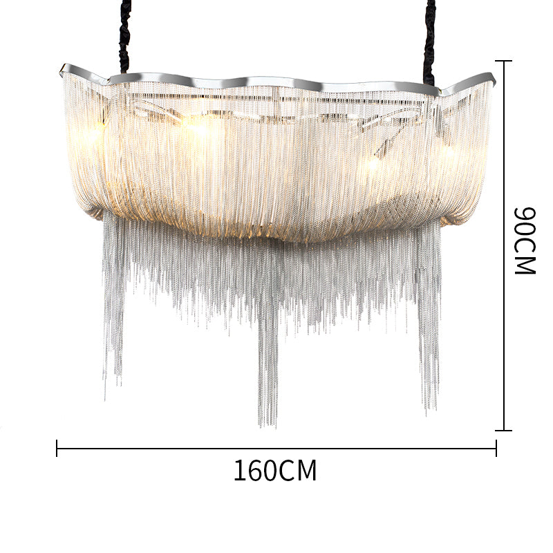 Alana Boat Shaped Aluminum Chain Tassel Chandelier