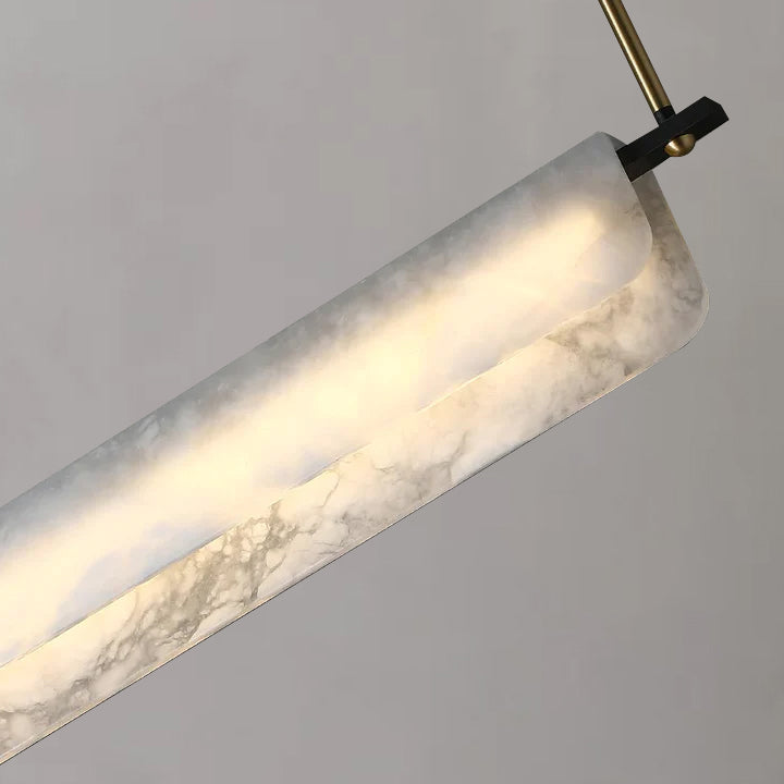Anaise Modern Alabaster Chandelier, Linear Pendant Light Over Dining Room