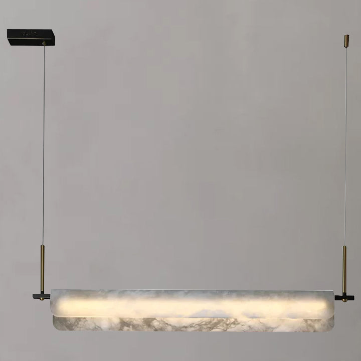 Anaise Modern Alabaster Chandelier, Linear Pendant Light Over Dining Room