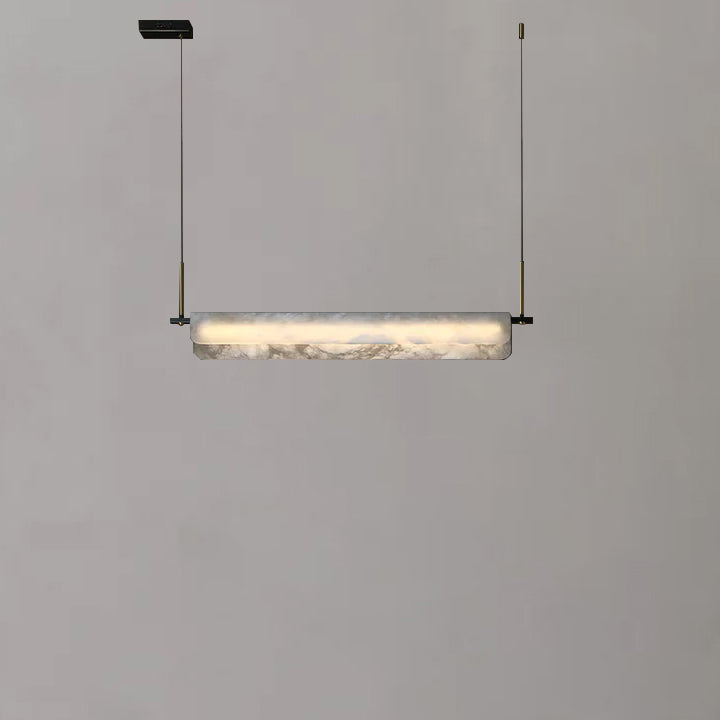Anaise Modern Alabaster Chandelier, Linear Pendant Light Over Dining Room