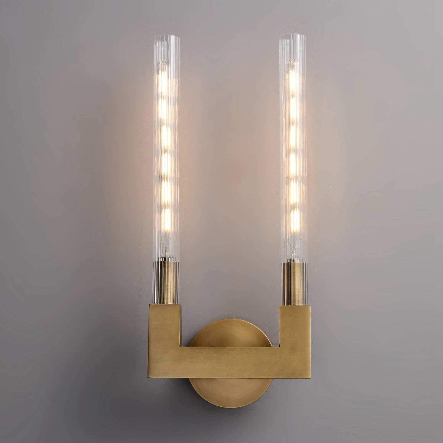 Industrial Sconce, Double Glass Wall Sconces with Glass, Candlestick Wall Lights for Living Room - Wing Lightings