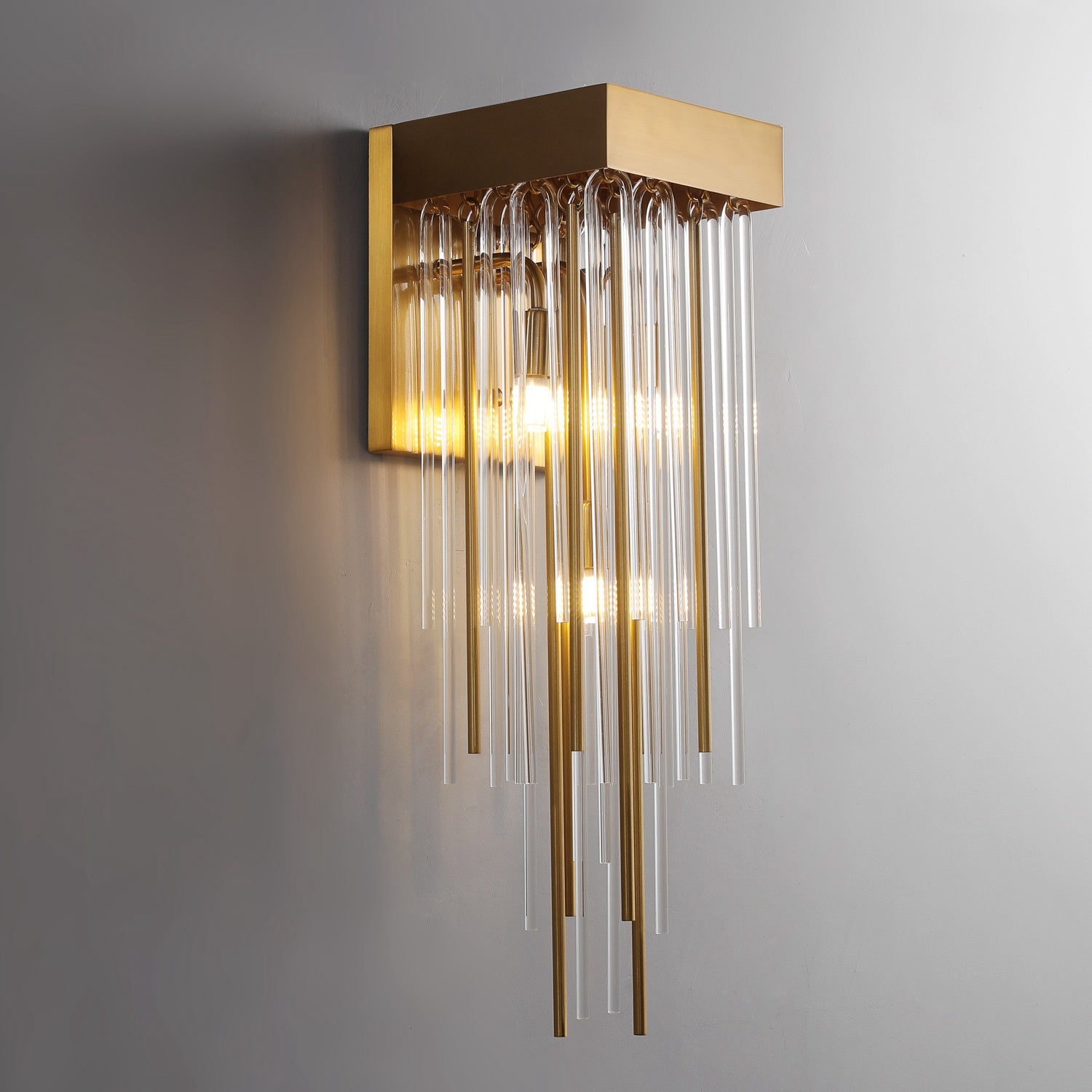Glass Cascade Brass Wall Sconce ,Wall Lamps for Bedroom - Wing Lightings