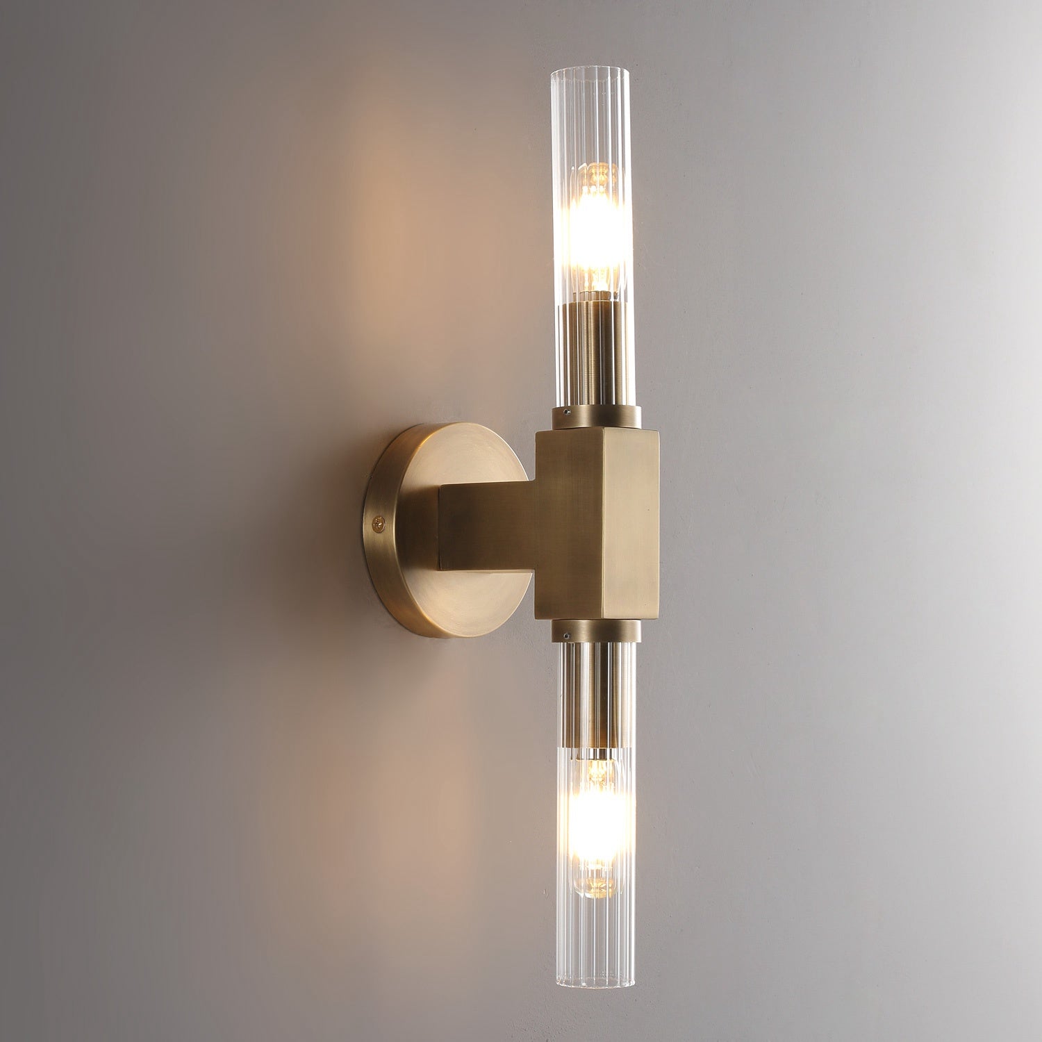 Industrial Sconce, Brass Modern Wall Sconces with Glass, Candlestick Wall Lights for Bedroom - Wing Lightings
