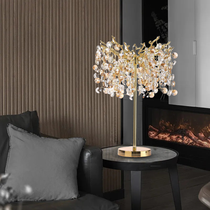 Federica Modern Clear Crystal Table Lamp For Bedroom, Gold Table Lamp