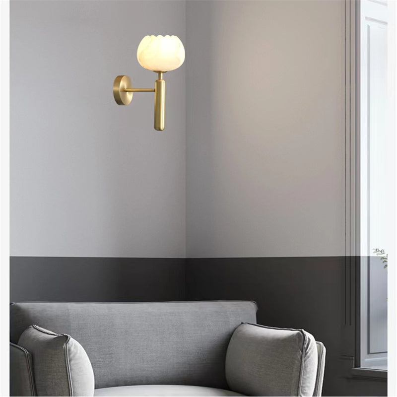 Anwen Modern Alabaster Globe Wall Sconce For Bedroom