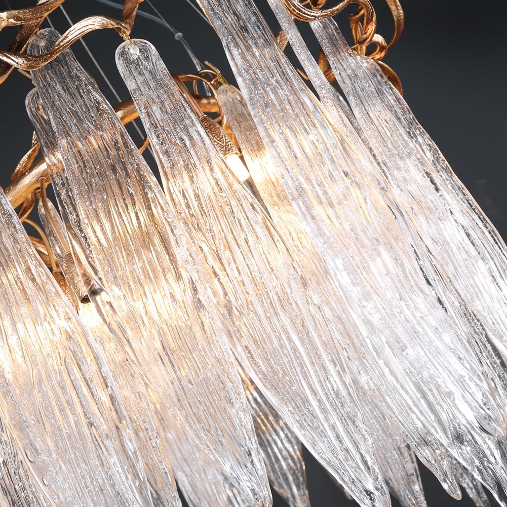 Round waterfall chandelier made by glass and brass - Wing Lightings