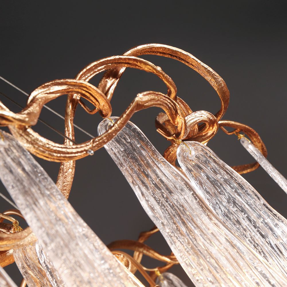 Round waterfall chandelier made by glass and brass - Wing Lightings