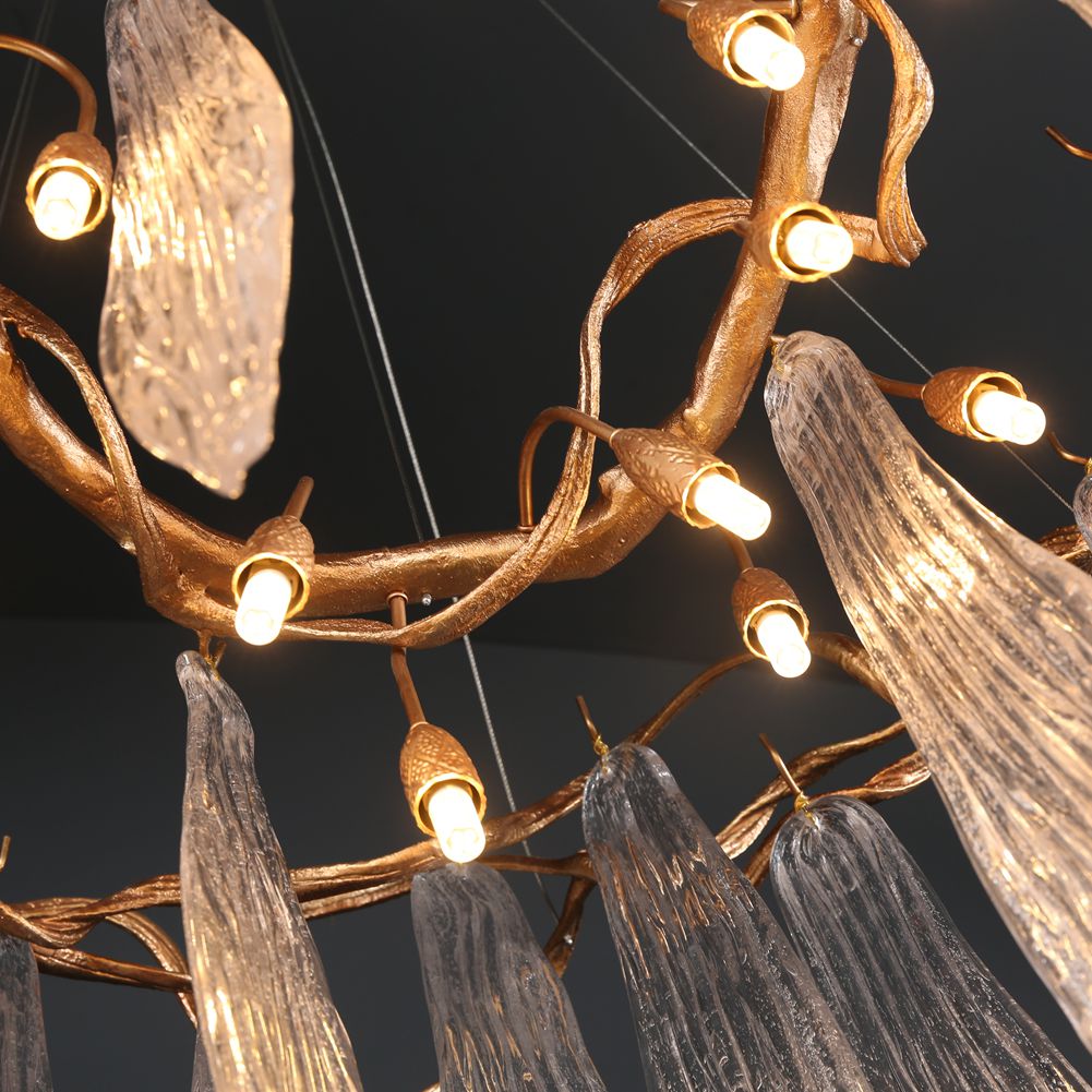 Round waterfall chandelier made by glass and brass - Wing Lightings